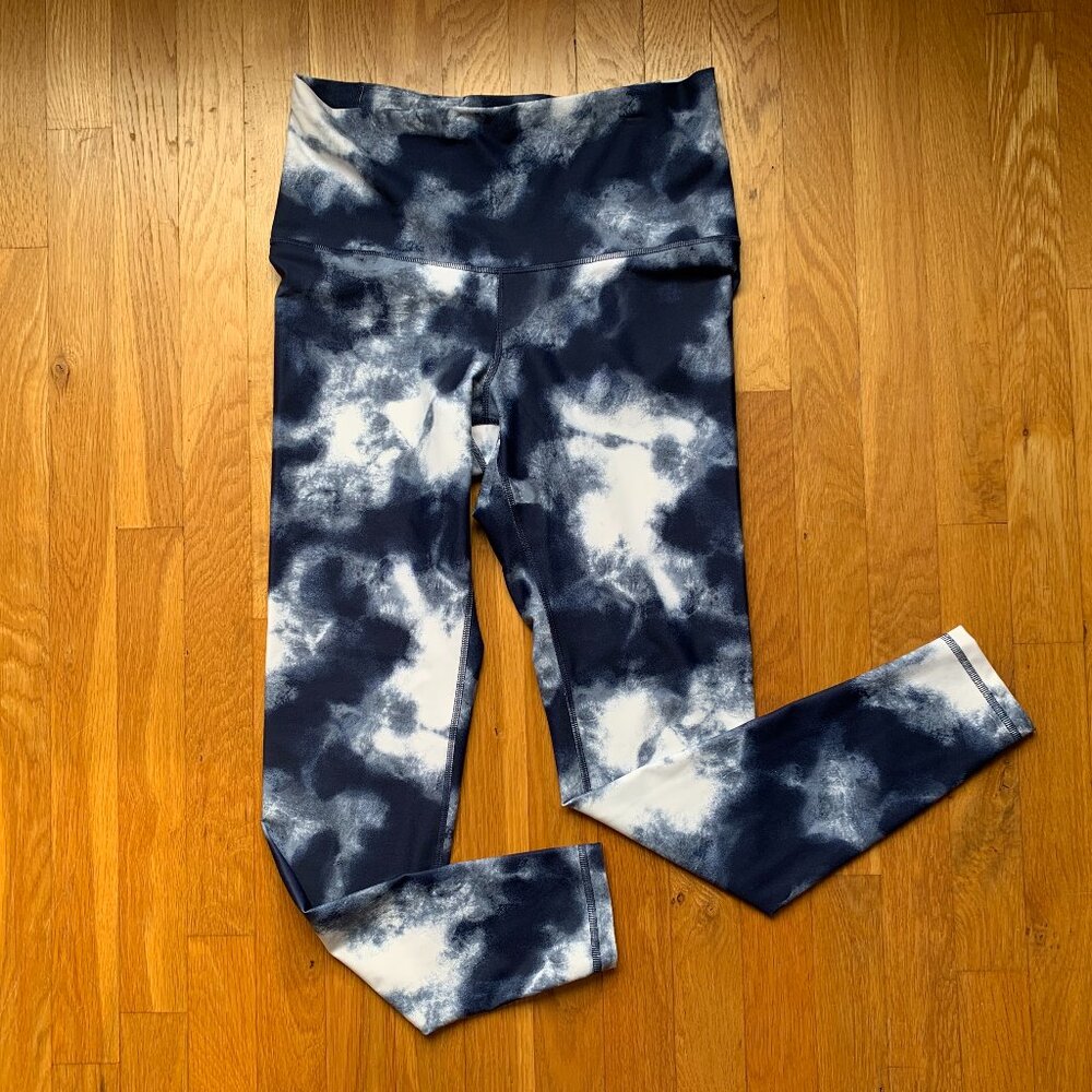 Old Navy Tie Dye Leggings Womens Large Full Length Blue & White - Picture 1 of 10